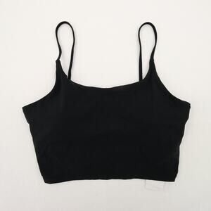 Black Crop Top Cami Tank Spaghetti Strap Built-In Bra Removable Cups Basic XXL